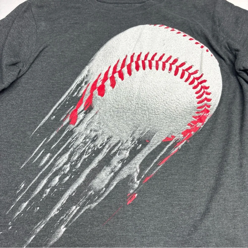 The Childrens Place Boys Large 10 12 T-Shirt Gray Baseball Short Sleeve Cotton